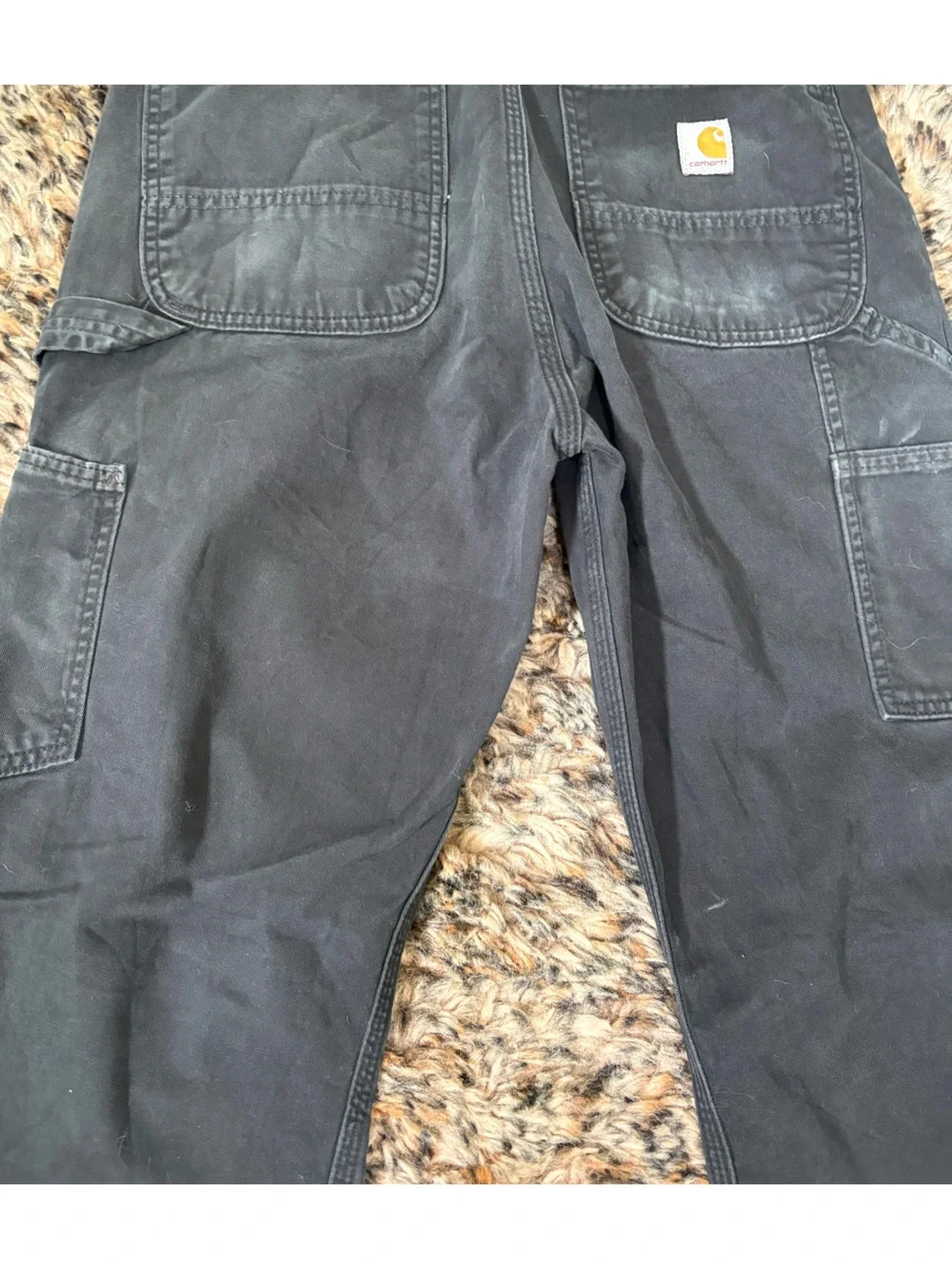 Carhartt Men's 32X32 Black Utility Work Wear Relaxed Fit Carpenter Pants stains